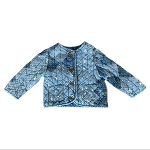 Gap kids quilted denim jacket 6-12 mo paisley print collarless button down nwot